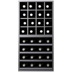 Casier à bouteilles 32 unités Série Merlot 624060 - bois massif - noir - 4 tablettes coulissantes_0