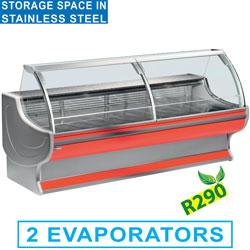 Comptoir vitrine réfrigéré à vitre bombée LS30/B1-R2 - avec réserve et plan de travail en granit_0