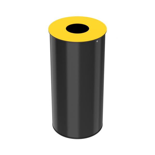 Corbeille de tri sélectif 50L - Neotri - Couvercle jaune colza - Acier poudré anti-UV_0