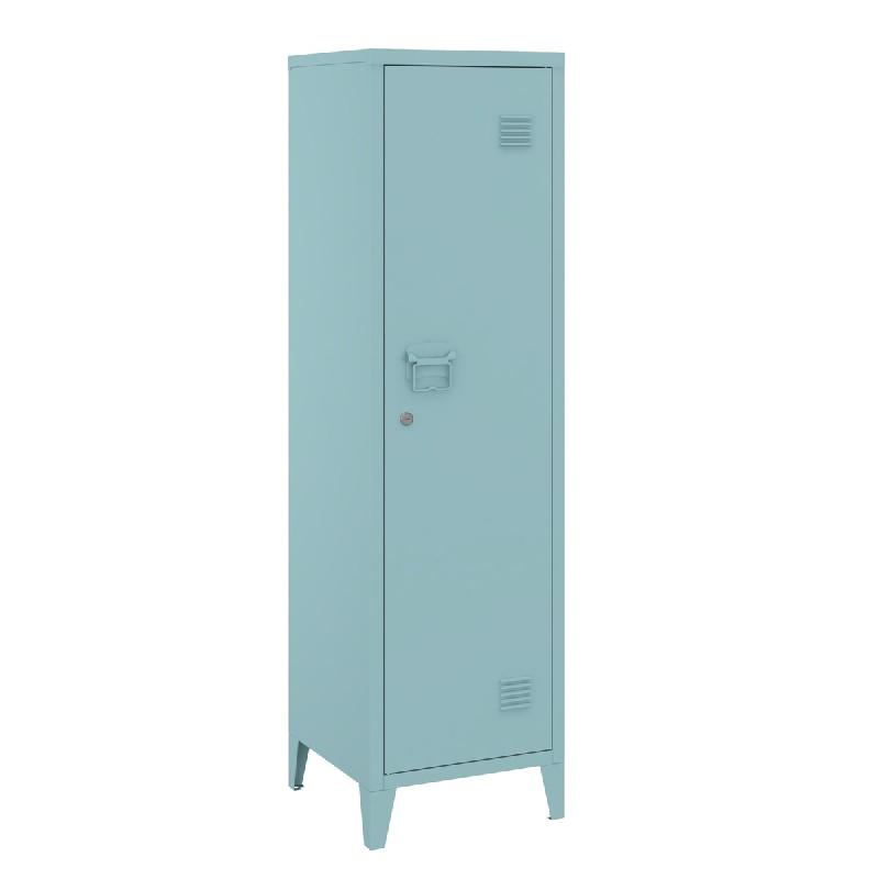 Helloshop26 - Armoire étagère meuble de rangement 137 x 38 x 38 cm à casier métallique vérouillable bleu 03_0008945 - bleu métal 3000224432844_0