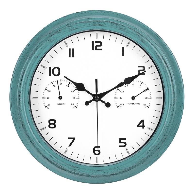 Horloge Murale Rétro Vintage Étanche IvoQ avec Thermomètre Intégré – Parfait pour l'Intérieur et l'Extérieur – Silencieuse & Élégante - 8721161176695_0