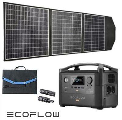 Kit station de charge portable 600w - 720wh ecoflow river pro avec panneau solaire pliable 135w_0