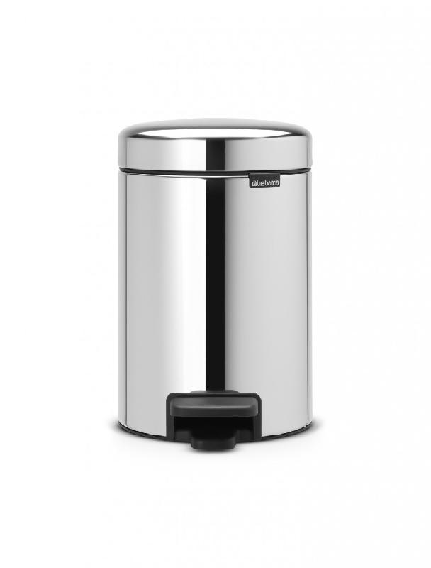 Poubelle de salle de bains 3L - Acier brillant - BRABANTIA NewIcon avec pédale et fermeture silencieuse_0