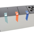 Poubelle tri-sélectif sécurisée incendie en aluminium - Recyclostar 4 flux avec compartiment gobelets_1