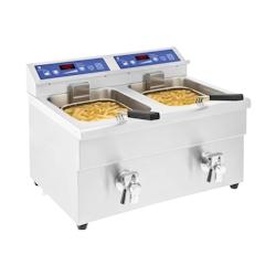 Royal Catering Double Friteuse à Induction Electrique Professionnelle RCIF-10DB (2x10L, 2x 3.500W, 60-190°C, avec robinet de vidange, avec minuterie_0