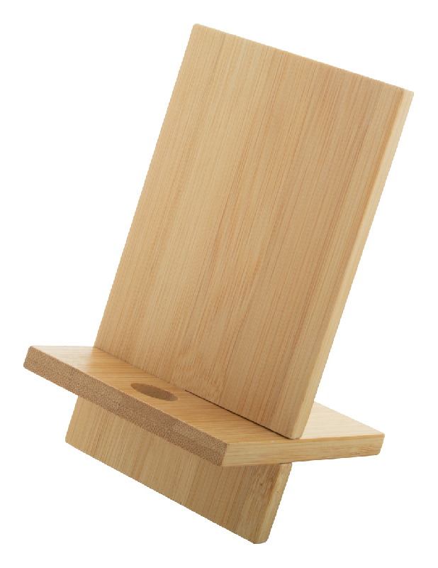 Support pour téléphone en bambou - avec trou pour câbles - 90g - couleur naturelle_0