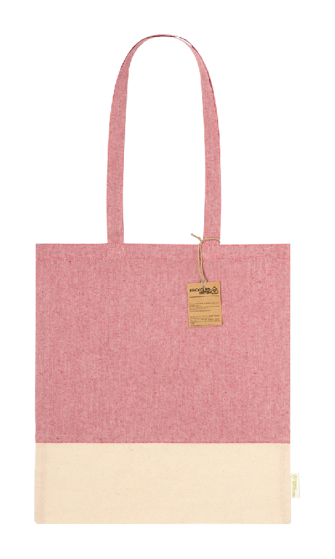 Tote bag en coton recyclé bicolore - 100% coton recyclé - 120 g/m² - Rouge - 65g_0
