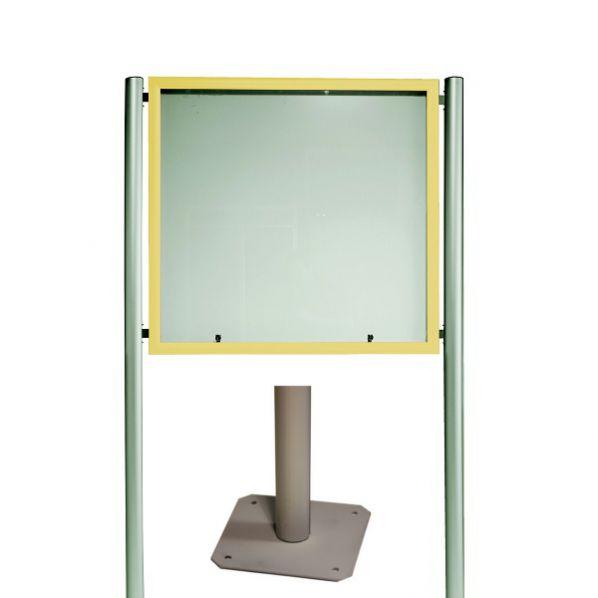 Vitrine extérieure éclairée - cadre sable - sur pied à visser - 12 x A4 - 2 serrures - étanche et sécurisée_0