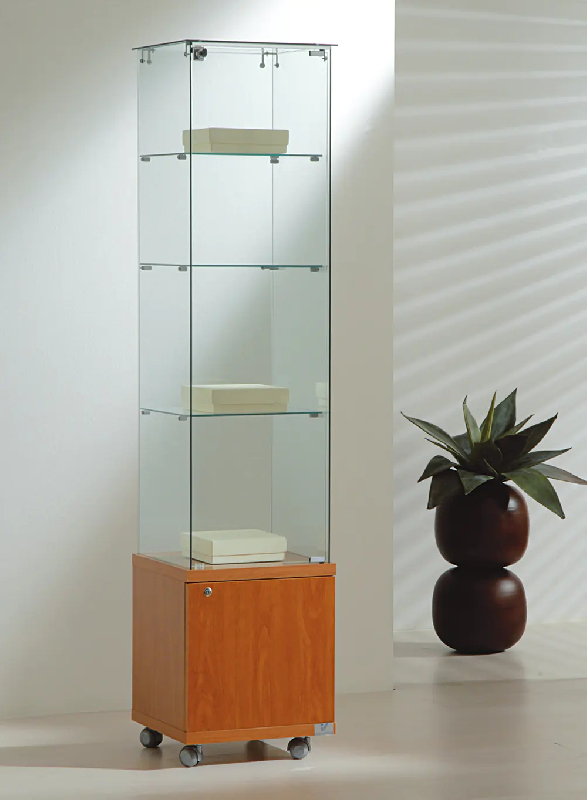Vitrine verre et rangement 4/18mva - cerisier_0
