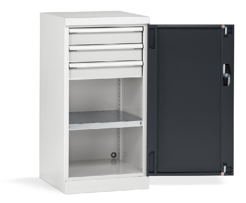 Armoire d'atelier métallique Môle n°3 - 1 tablette galvanisée réglable et 3 tiroirs à extension simple_0