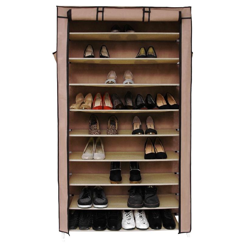 Armoires penderie tissu meuble de rangement chaussure marron 160 cm 2012033