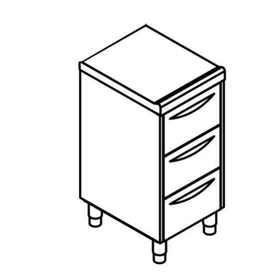 Bloc de 3 tiroirs gn 1/1, 500x700 mm - DTC3705_0