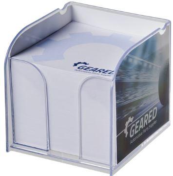 Bloc mémo avec support plastique blanc - 400 feuilles vierges - Impression numérique ou tampographie_0