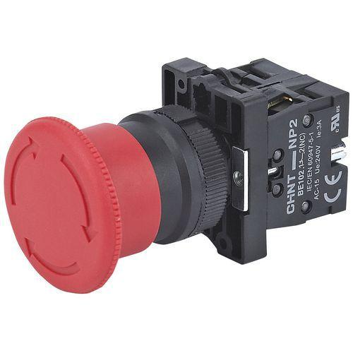 BOUTON COUP DE POING TOURNANT D:40MM PLASTIQUE ROUGE 1NO+1NF