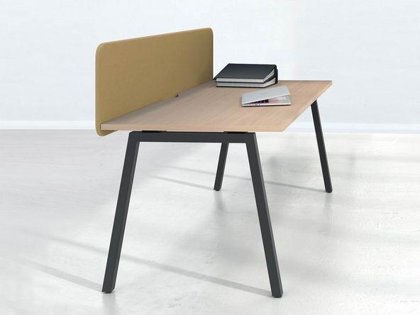 Bureau individuel professionnel - pieds acier - plateau bois mélaminé - Largeur 120/140/160 cm - Profondeur 70/80 cm - Carbone A_0