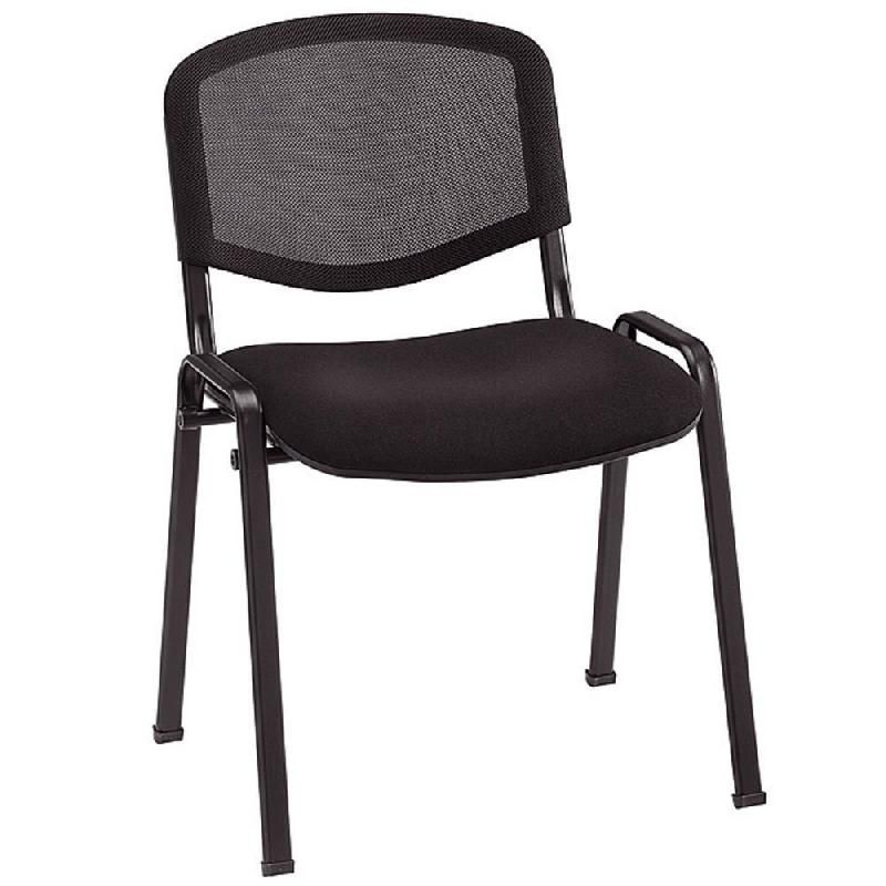 CHAISE VISITEUR EMPILABLE FIRST - EN MAILLE FILET - HAUTEUR DOSSIER 33 CM - COULEUR NOIR (PRIX À L'UNITÉ)