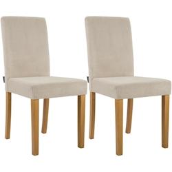 CLP Lot de 2 chaises de salle à manger Ina en velours côtelé Marron clair/Antique clair - marron textile 327526_0