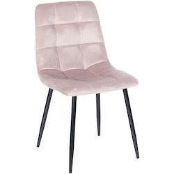 Décoshop26 - Chaise de salle à manger x1 coutures décoratives carrées en tissu velours rose et métal noir 10_0002132 - noir 3000250854108_0