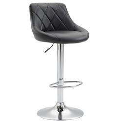 Décoshop26 - Tabouret de bar en synthétique noir pivotant avec repose-pieds coutures décoratives 10_0000112 - noir 3000878569606_0