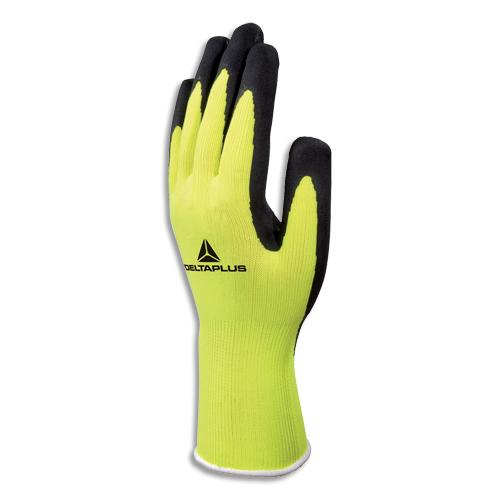 Delta plus paire de gants apollon jaune fluo noir en polyester, enduction latex naturel, taille 9_0