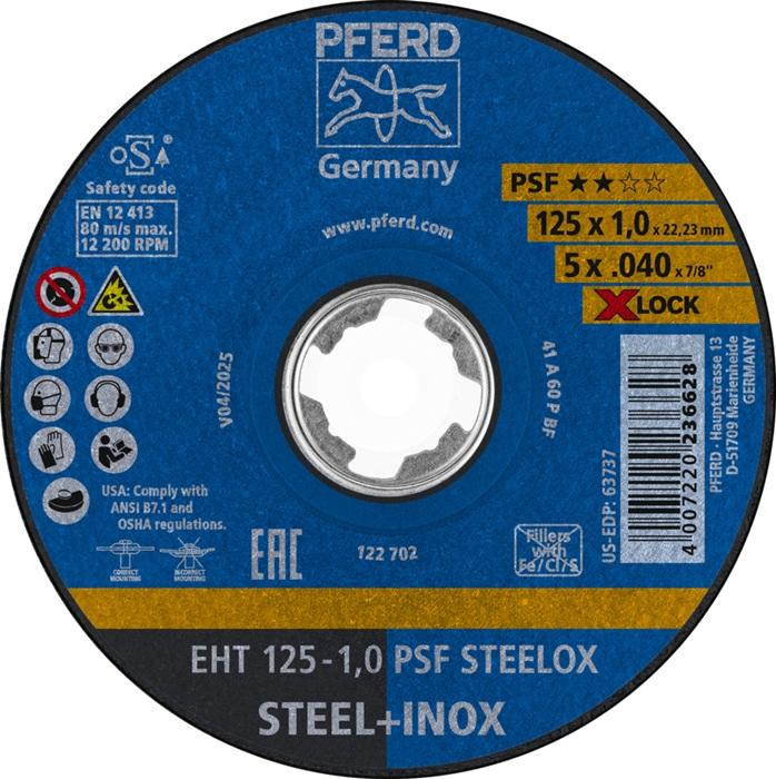 Disque à  tronçonner X-LOCK PSF STEELOX D125x1 mm droit INOX perçage 22,23 mm PFERD_0