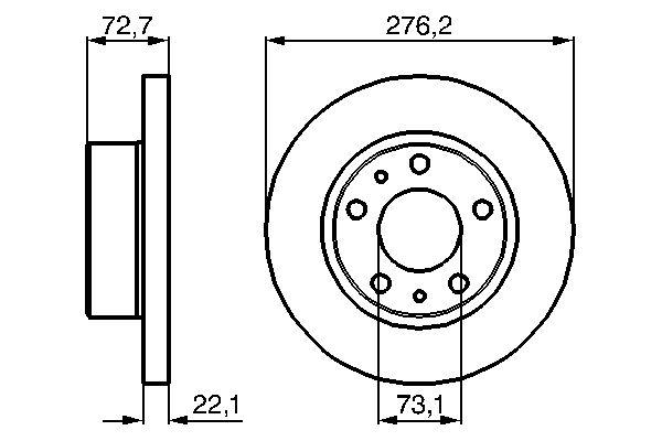Disque de frein BOSCH 0986479162 - plein, 5 trous, avant, épaisseur 22mm_0