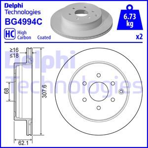 Disque de frein Delphi BG4994C - boîte de 2 disques - arrière - plein/ventilé_0