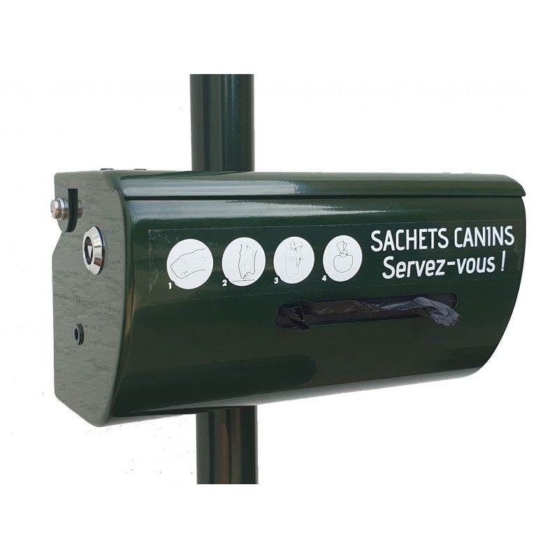 Distributeur pour rouleau de sachets hygiène propreté canine - aluminium thermolaqué - vert foncé RAL 6009_0