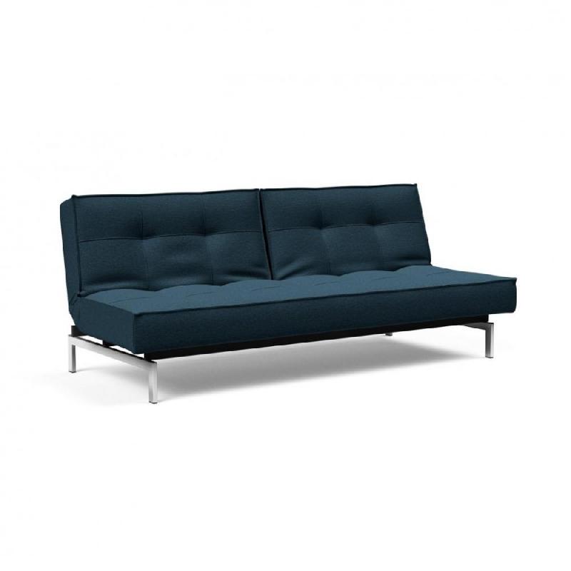 INNOVATION LIVING  CANAPE SPLITBACK  CHROME CONVERTIBLE LIT 115*210 CM TISSU ARGUS NAVY BLUE_0