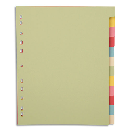 INTERCALAIRES PERGAMY - CARTE RECYCLEE 170 G - A4+ - 12 TOUCHES - NEUTRE COLORIS ASSORTIS PASTEL - JEU DE 12