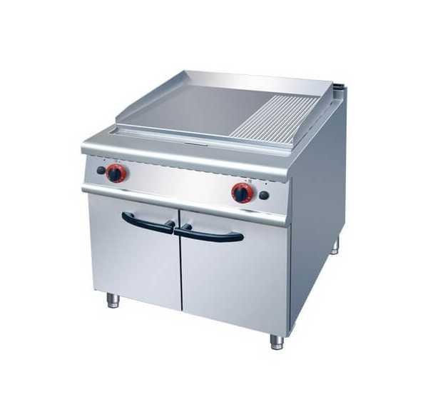 Plancha gaz double sur placard 2/3 lisse et 1/3 rainurée_0
