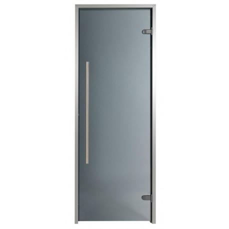 Porte pour hammam premium 90 x 190 cm poign?E verticale teint? Gris_0