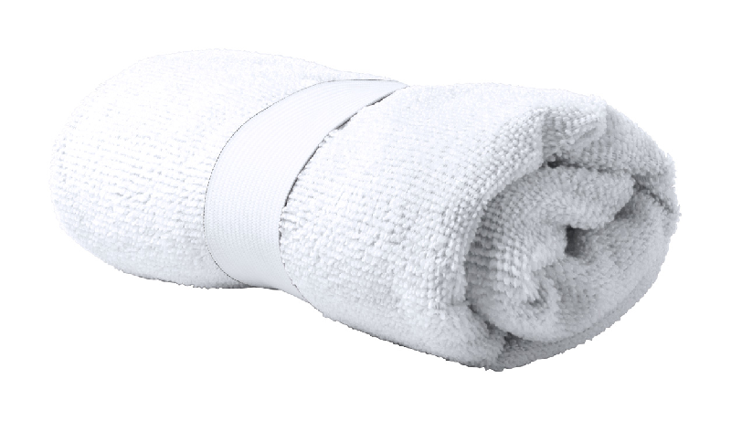 Serviette en microfibre 160 g/m² - 55 g - avec passant en caoutchouc - couleur blanc_0