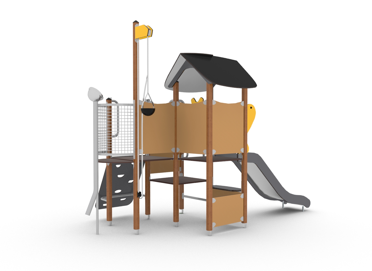 Structure multi-jeux 3 à 5 ans - Unimini Imse 8046914 - Hags - Poteaux bois et panneaux HPL_0