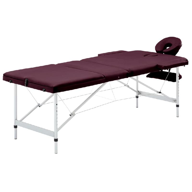 Table de massage pliable 3 zones - Aluminium violet - Professionnelle Shiatsu Reiki - Portable avec sac de transport 02_0001829_0