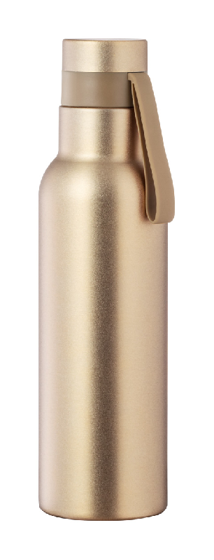 Thermos isolé en cuivre - double paroi en acier inoxydable - 530 ml - avec bandoulière - couleur doré_0