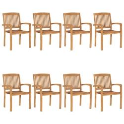 VidaXL Chaises De Jardin Empilables 8 Pcs Bois De Teck Solide - 3073209_0