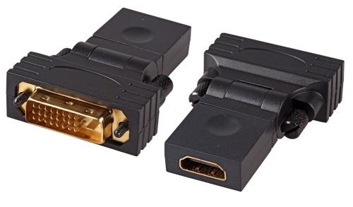EFB Elektronik EB487 - Adaptateur et connecteur de câbles DVI-D 24+1 vers HDMI-A - Mâle/Femelle - Contacts plaqués or - Noir_0