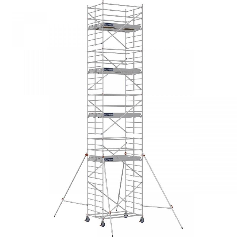 Échafaudage roulant aluminium DOCKER 150 version lisses - Hauteur de travail : 10,90 m - DUARIB - 7220090_0