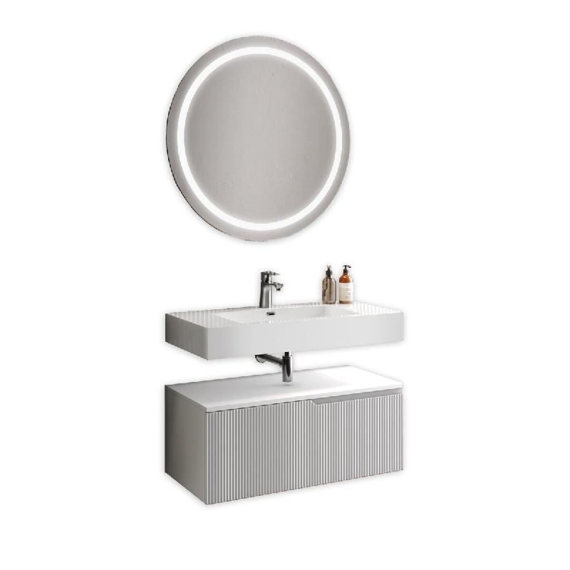 AQA Design Composition de salle de bain en MDF 3 pièces VENERE blanc L.90 P.45 H.190 MPVE59-L1-O1 - multicolore Bois manufacturé MPVE59-L1-O1_0