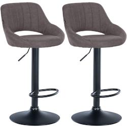 CLP Lot de 2 tabourets de bar Milet tissu Gris foncé/Métal noir mat - gris textile 324410_0