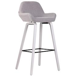 CLP Tabouret de bar nan en tissu à 4 pieds Gris/Bois de chêne Blanc - gris textile 318154_0