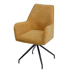 Décoshop26 - Chaise de salle à manger rembourrée avec accoudoirs en tissu jaune et structure trépied en métal 04_0006320 - jaune 3000261705963_0