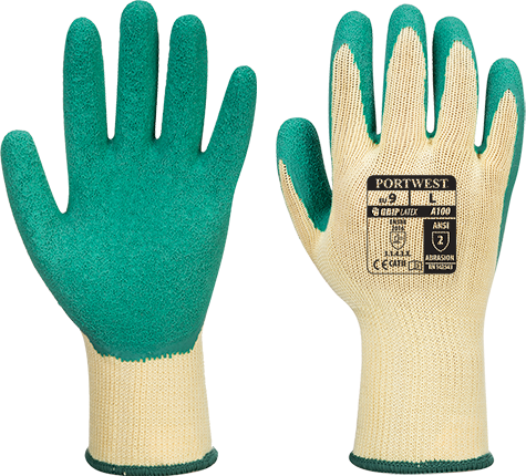 Gants de manutention - enduction mousse de latex vert - taille L - qualité supérieure - norme EN 388:2016 3.1.4.3_0
