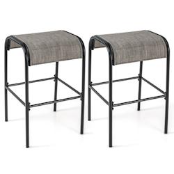 Helloshop26 - Ensemble de 2 tabourets de bar tabourets bistrot en métal haut de 76 cm siège en tissu incurvé cadre en métal robuste 20_0008464 - 3_0