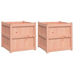 Helloshop26 - Jardinière bac lit surélevé plantes fleurs jardin terrasses lot de 2 bois massif douglas marron 02_0039054 - 3000218005023_0