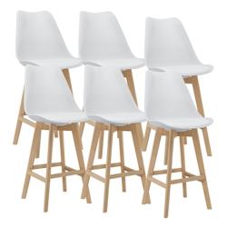 Helloshop26 - Lot de 6 tabourets de bar plastique synthétique hêtre 105 x 48 x 58 cm blanc 03_0008724 - 3001948647767_0