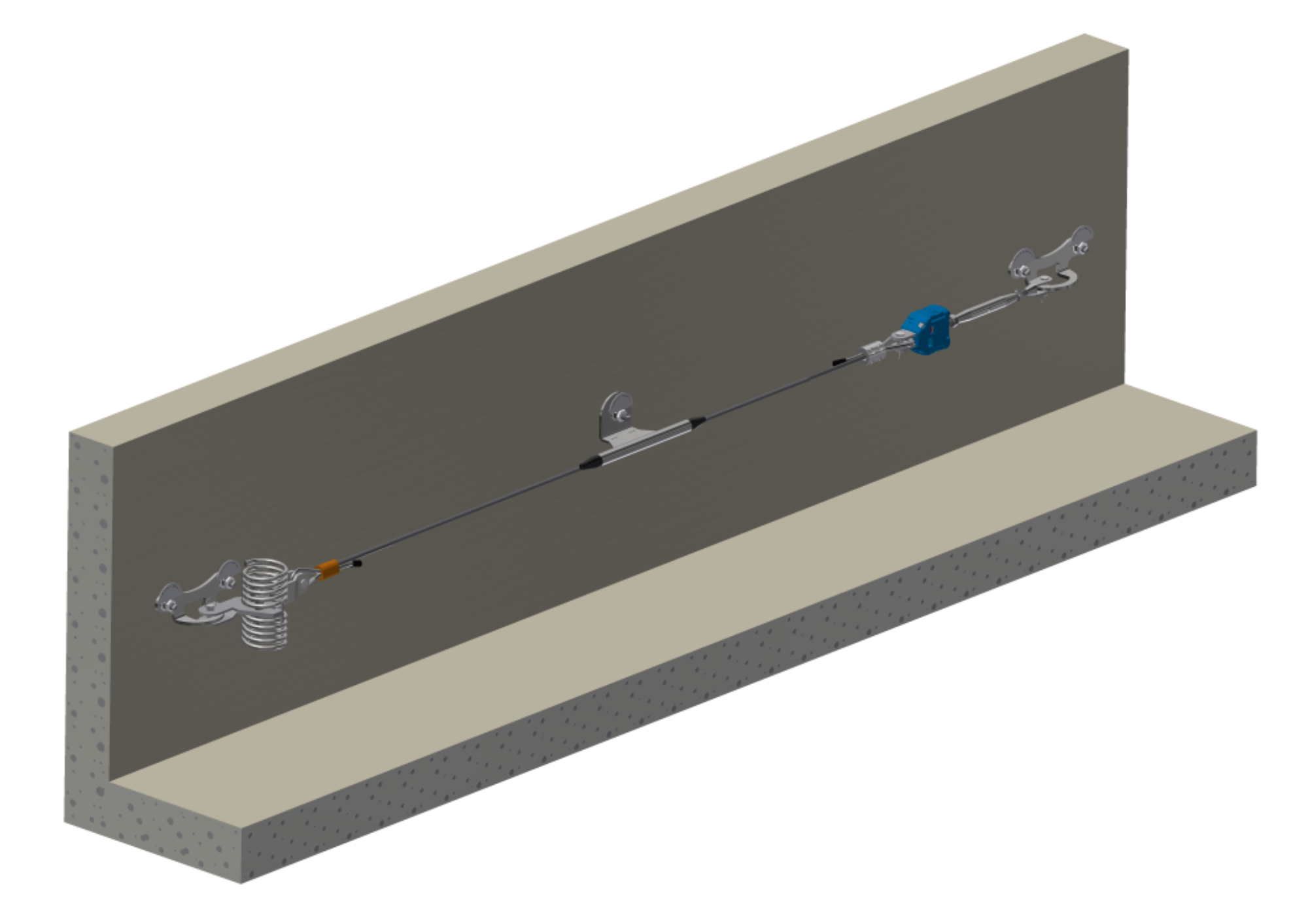 Ligne de vie en façade à chariot: dispositif d'ancrage horizontal_0