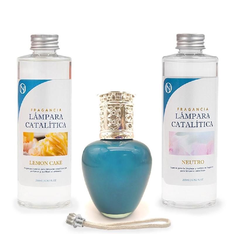 MamaManuela Pack Economie Lampe Catalytique Aqua Marina + Parfum Gâteau au Citron (500ml) + Nettoyant Neutre (200ml) + Mèche de recharge - HB-PI7W-N_0