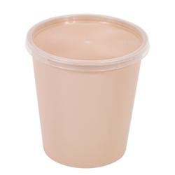Packnwood FHC - 150 pièces - Bol réutilisable beige en plastique PP avec couvercle transparent - 1000 ml - H125 mm - recyclable_0